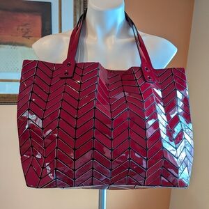 Patrizia Luca Burgundy Chevron Tote Like NÉW Handbag